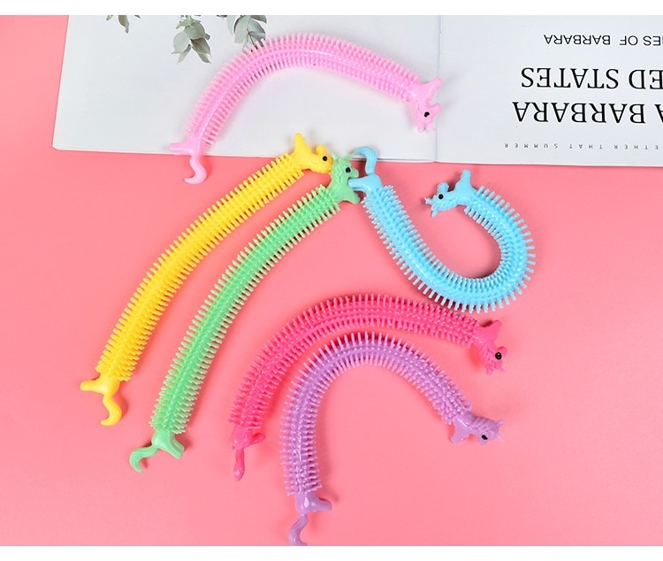 12PCS Funny Unicorn Pull Worm Noodle Fidget Toys Stretch String TPR Rope  Anti Stress Toys String Stress Relief Autism Vent Toy